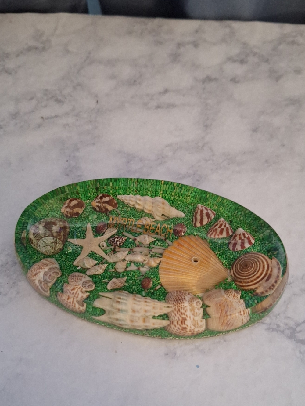 Soap Dish, Beach Theme, Green With Shells